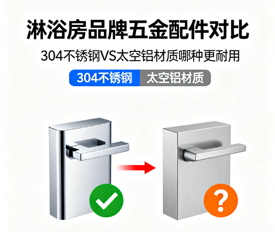 淋浴房品牌五金配件对比：304不锈钢VS太空铝材质哪种更耐用？