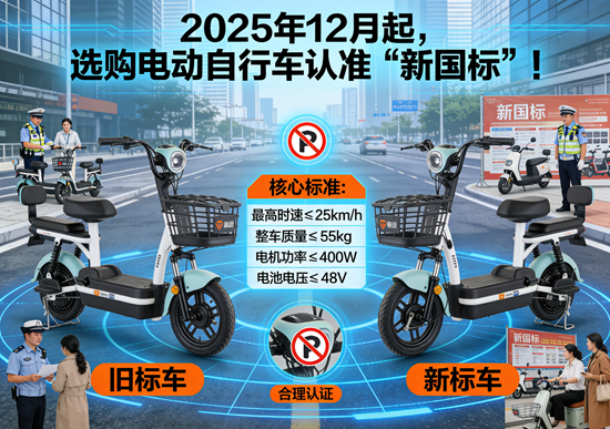 2025年12月起，选购电动自行车认准“新国标”！