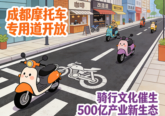 成都摩托车专用道开放：骑行文化催生500亿产业新生态