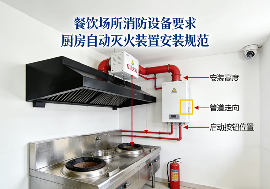 餐饮场所消防设备要求：厨房自动灭火装置安装规范
